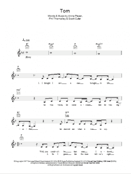 page one of Torn (Lead Sheet / Fake Book)