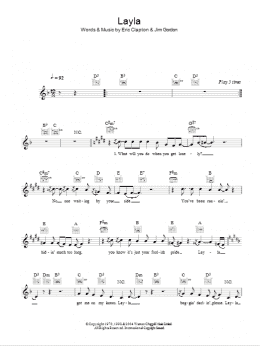 page one of Layla (Lead Sheet / Fake Book)