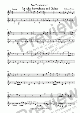 page one of No,7 extended for Alto saxophone and Guitar