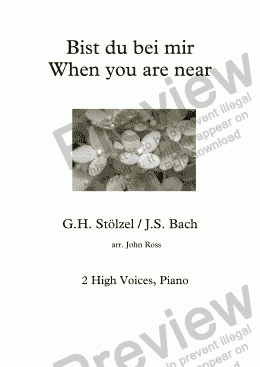 page one of Bist du bei mir / When you are near - 2 High voices, Piano