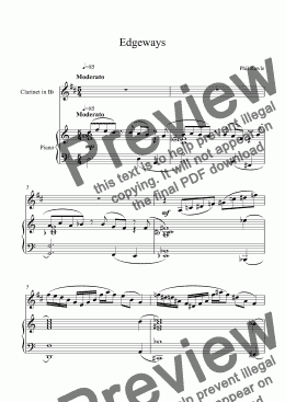 page one of Edgeways - Clarinet and Piano