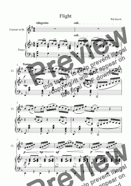 page one of Flight - Clarinet and Piano