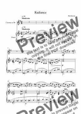 page one of Radiance - Clarinet and Piano