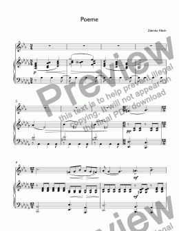page one of Fibich - At Twilight, op 39 "Poeme" for trumpet Bb & piano