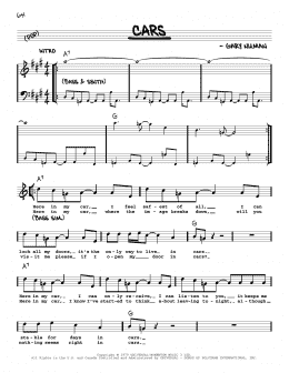 page one of Cars (Real Book – Melody, Lyrics & Chords)