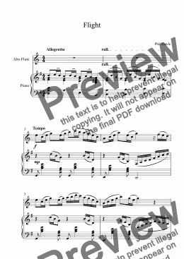 page one of Flight - Alto Flute and Piano
