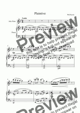 page one of Plaintive - Alto Flute and Piano
