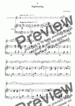 page one of "Sightseeing" A jazz waltz or Tenor Sax and Piano 