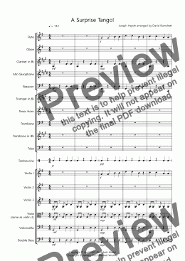 page one of A Surprise Tango! for Beginning School Orchestra