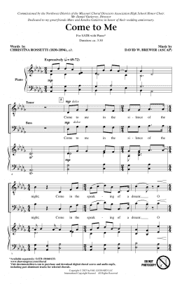 page one of Come To Me (SATB Choir)