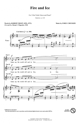 page one of Fire And Ice (SSA Choir)