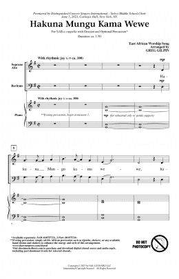 page one of Hakuna Mungu Kama Wewe (SAB Choir)