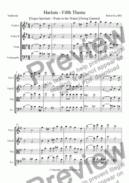 page one of Harlem - Fifth Theme [ Negro Spiritual - Wade in the Water] [String Quartet ]
