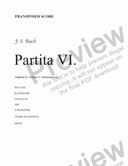 page one of Partita VI. (transp. score)