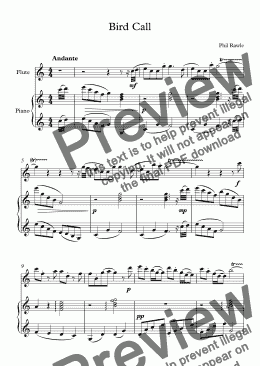 page one of Bird Call - Flute and Piano