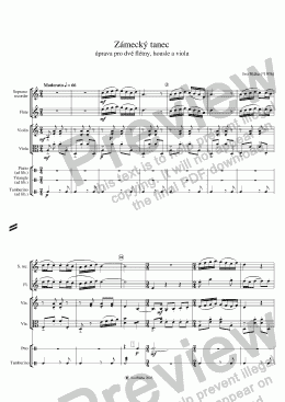 page one of ZÁMECKÝ TANEC - úprava pro dvě flétny, housle a violu