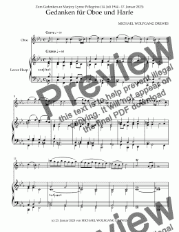 page one of Gedanken für Oboe und Harfe - Score and parts