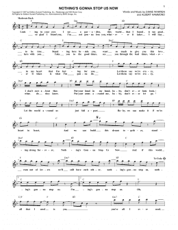 page one of Nothing's Gonna Stop Us Now (Lead Sheet / Fake Book)