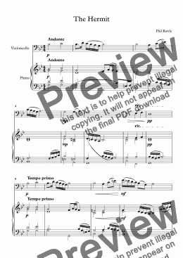 page one of The Hermit - Cello and Piano