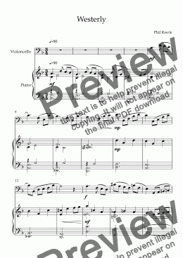 page one of Westerly - Cello and Piano