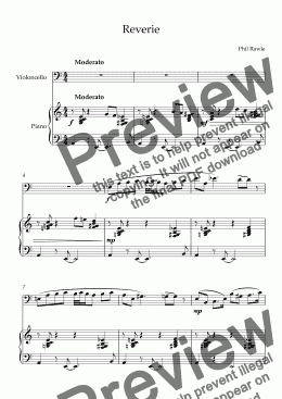page one of Reverie - 'Cello and Piano