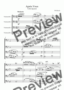 page one of Après Vous - 'Cello Quartet