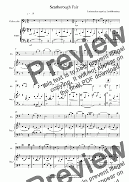 Traditional Scarborough Fair - Cello Part Sheet Music in A Minor -  Download & Print - SKU: MN0085059