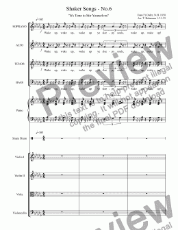 page one of Shaker Songs - No.6 - It's Time to Stir Yourselves