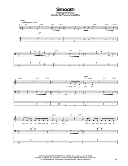 page one of Smooth (feat. Rob Thomas) (Bass Guitar Tab)