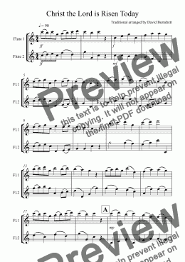 page one of Christ the Lord is Risen Today for Flute Duet