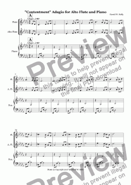 page one of "Contentment" : Adagio for Alto Flute/Flute and Piano