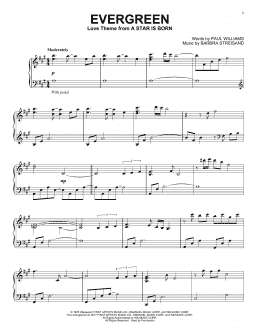 page one of Evergreen (Love Theme from A Star Is Born) (Piano Solo)