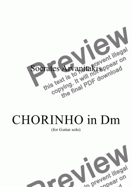 page one of chorinho in Dm for guitar solo