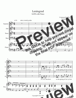 page one of Leningrad - SATB chorus and piano - by Billy Joel