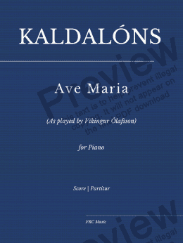 page one of Kaldalóns: Ave Maria (as played by Vikíngur Olafsson)
