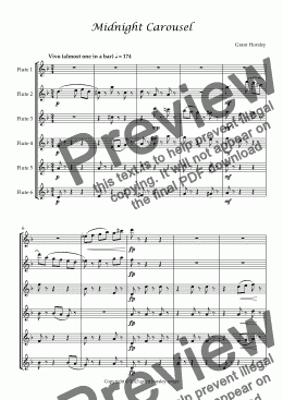 page one of  "Midnight Carousel" for Flute Choir-Six C Flutes