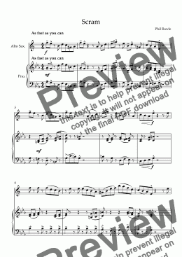 page one of Scram - Alto Sax and Piano