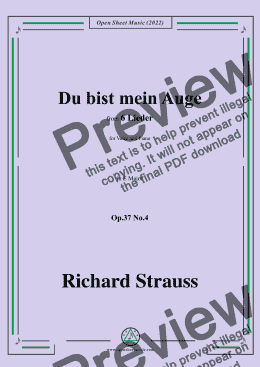 page one of Richard Strauss-Du bist mein Auge,in E Major,Op.37 No.4