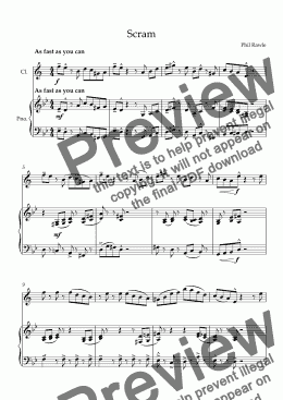 page one of Scram - Clarinet and Piano