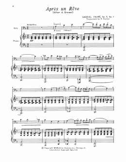 page one of Apres Un Reve (Trombone and Piano)