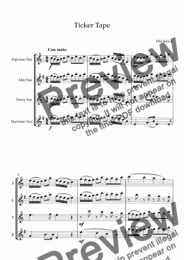 page one of Ticker Tape - Saxophone Quartet
