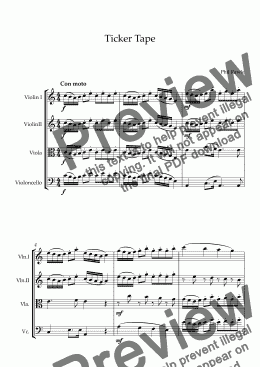 page one of Ticker Tape - String Quartet