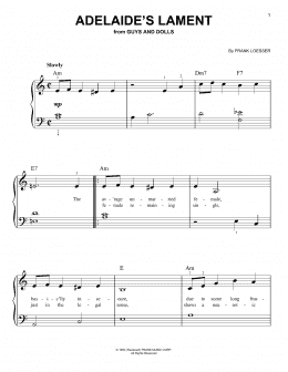page one of Adelaide's Lament (from Guys And Dolls) (Very Easy Piano)