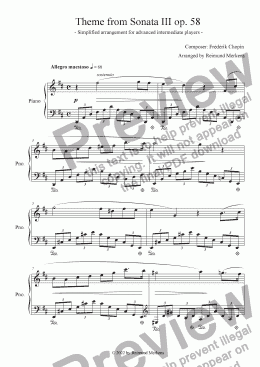 page one of Theme from F. Chopin's sonata op. 58 - 1st Movement