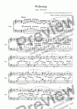 page one of Widmung - Version of Clara Wieck-Schumann