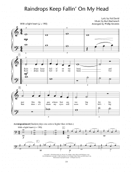 page one of Raindrops Keep Fallin' On My Head (arr. Phillip Keveren) (Educational Piano)
