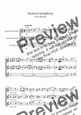 page one of Pastoral Symphony - Recorder Trio