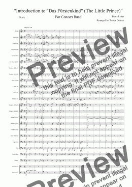 page one of Introduction to "Das Fürstenkind" (The Little Prince) - Lehar - Concert Band - Score