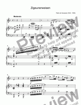 page one of Sarasate - Zigeunerweisen (Gypsy Airs, Aires gitanos) for 4-valves trumpet Bb & piano