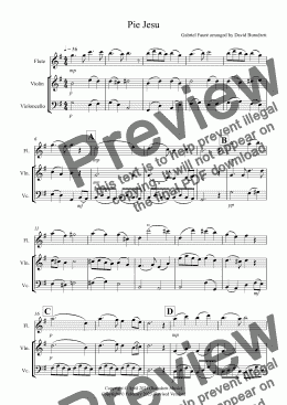 page one of Pie Jesu (from Requiem) for Flute, Violin and Cello Trio